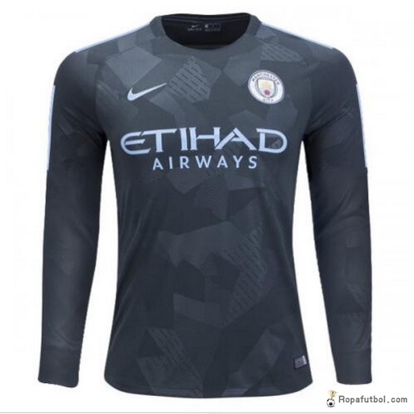 Camiseta Manchester City Replica Tercera Ropa ML 2017/18